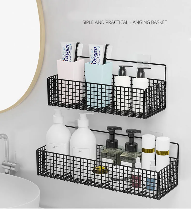 Moforoco Étagère De Douche Autocollante Noire Pour Salle De Bain