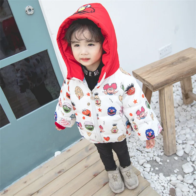Children's cartoon cotton clothes boys and girls baby bread superman thickening plus velvet imitation down jacket warm jacket
