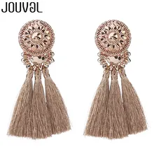 JOUVAL Высокое качество золото/зеленый/черный разноцветный Висячие Серьги Богемия ручной работы пластиковые бусины с кисточкой серьги для женщин