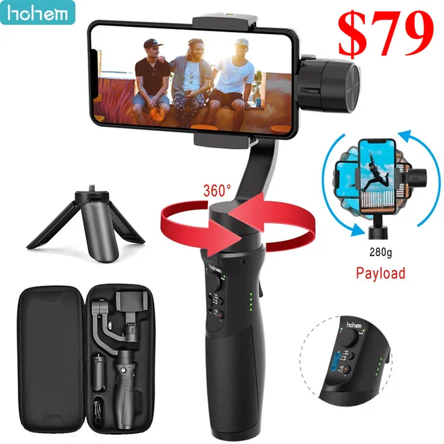 US $79.05 Hohem iSteady Mobile Plus Handy Gimbal 3-Axis Handheld Stabilizer for Smartphone iPhone 11/11 Pro/X