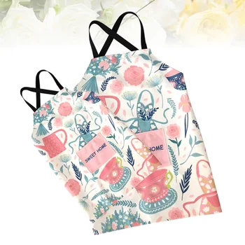 

2 pcs Parent-child Aprons Kitchen Anti Oil Cotton and Linen Cooking Apron for Parents