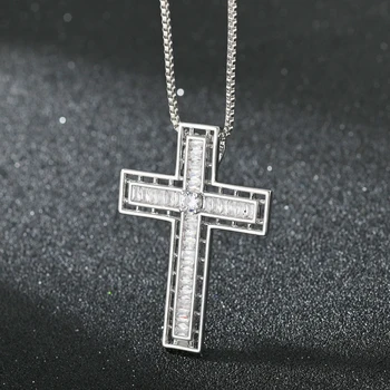 

karopel hip hop single row zircon cross necklace pendant AAA cubic zirconia ice out men women fashion charm necklace jewelry