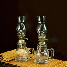 18cm  Glass Retro Vintage Kerosene Lamp Oil Lamp Glass Classic Family Decorative Lights Portable Lights Adornment Fire WaterLamp