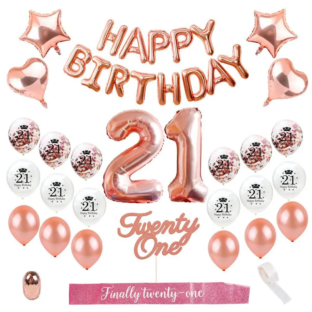  QIFU Sweet 16 Rose Gold Party Table Decoration Happy Birthday Party Decorations Kids Adult 18th Bir