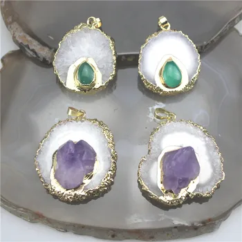 

30-40mm 10pcs/lot New design stone druzy pendant, natural and irregular druzy pendant,fahion druzy pendant