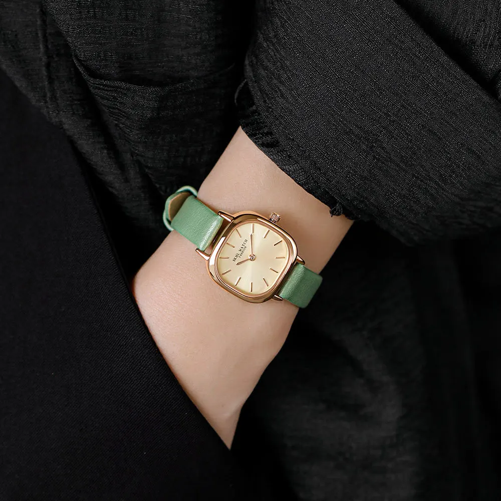 Women's Watch Small Green Watch Female New Ins Style Fresh Temperament Girls Watch Fashionable Small Square Watch