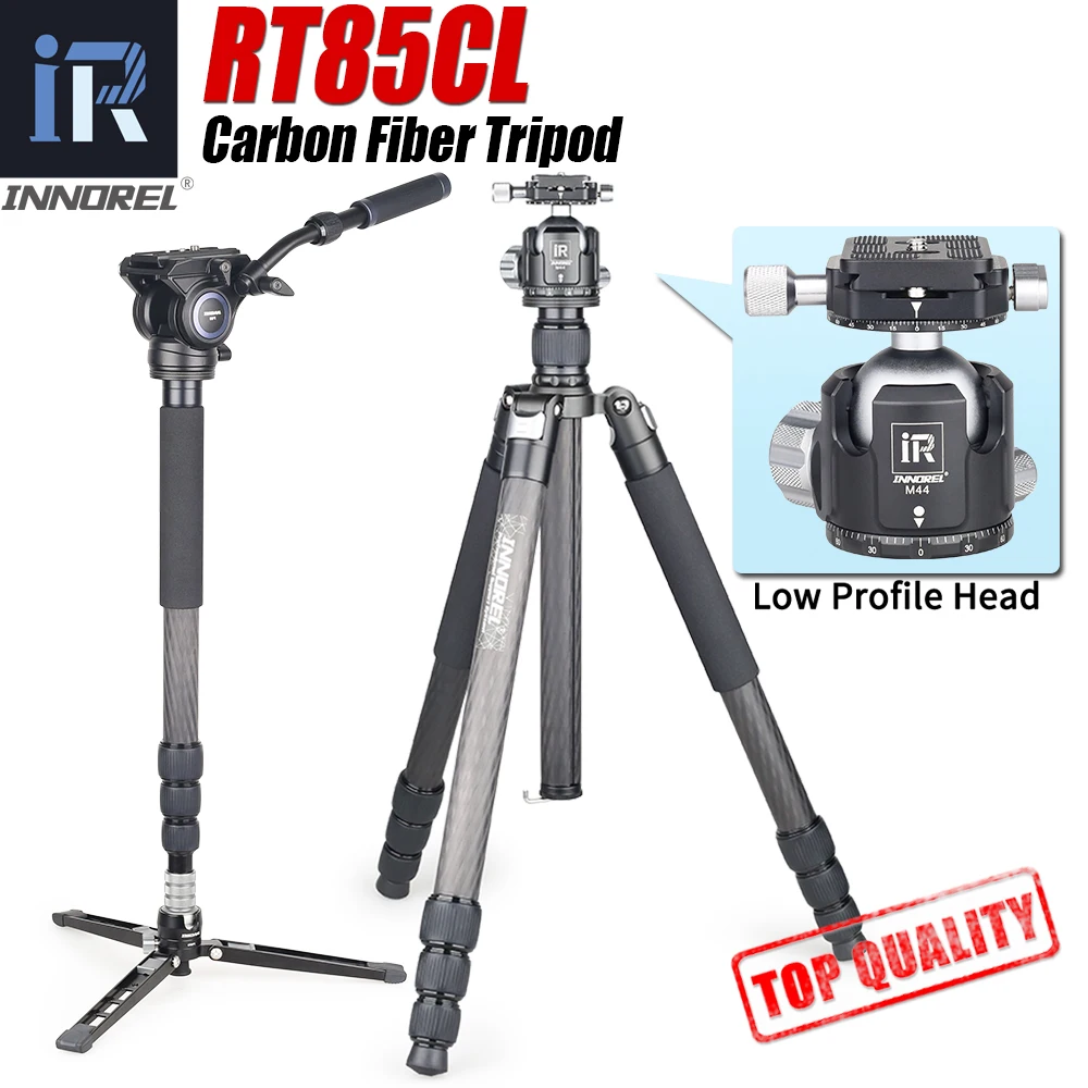 US $178.75 Rt85cl 10 Layers Carbon Fiber Professional Tripod Monopod For Dslr Camera With Double Panoramic Low Gravity Ball Head Video Head