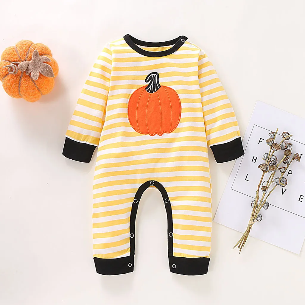 new born baby clothes baby boy romper winter clothes costume romper onesie disfraz bebe halloween 2019 Cartoon Pumpkin 0-24m Z4