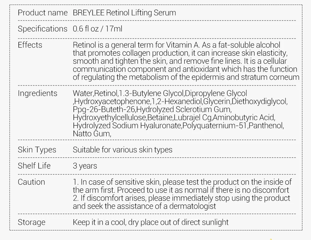 BREYLEE ретинол лифтинг укрепляющая сыворотка для лица коллагеновая эссенция для удаления морщин против старения уход за кожей лица выцветание тонкие линии восстановление