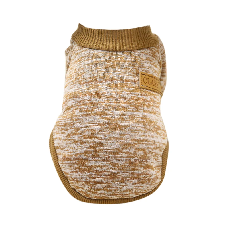 Soft Warm Dog Clothes Pet Winter Sweater Jacket Coat Puppy Clothes Classic Pet Outfit Cat Puppy Accessories - Цвет: beige