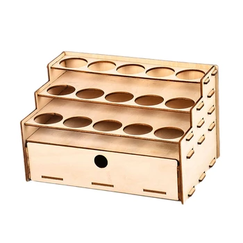 

15 Hole DIY Model Tool Storage RaCk Wooden PiGMent Bottles Storage with Drawer