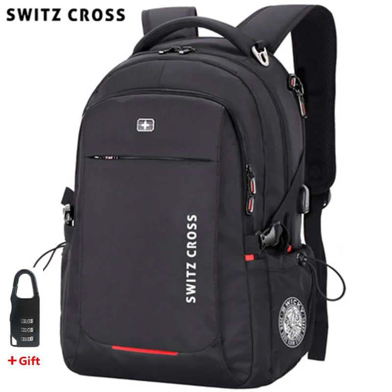 Mochila suiza de viaje para ordenador portátil de 16 pulgadas, Maleta de día antirrobo con carga USB para hombre y mujer, mochila escolar para Universidad