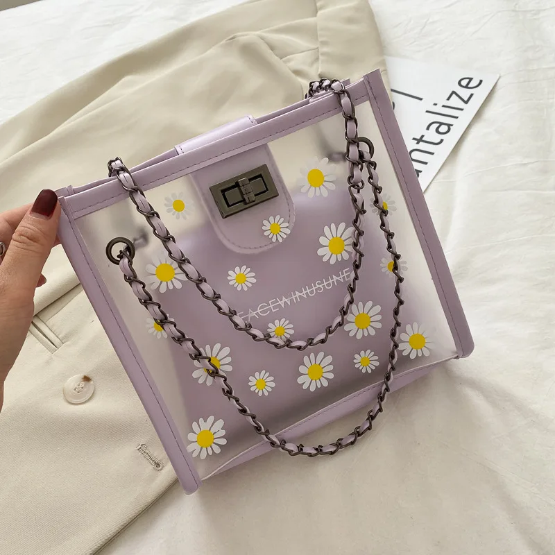 

Summer bag women 2020 new fashion chain messenger bag wild frosted transparent jelly bag