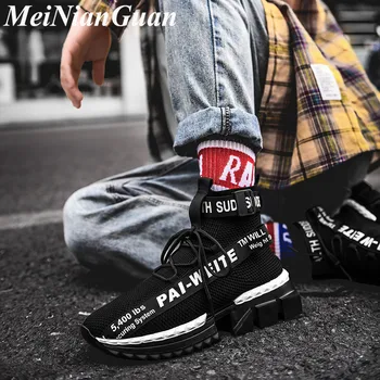 

Sock Running Shoe Breathable Men's Sneakers High Top Sport Shoes Men Running Shoes Mesh Platform Shoes Summer Big Size Shoes B5