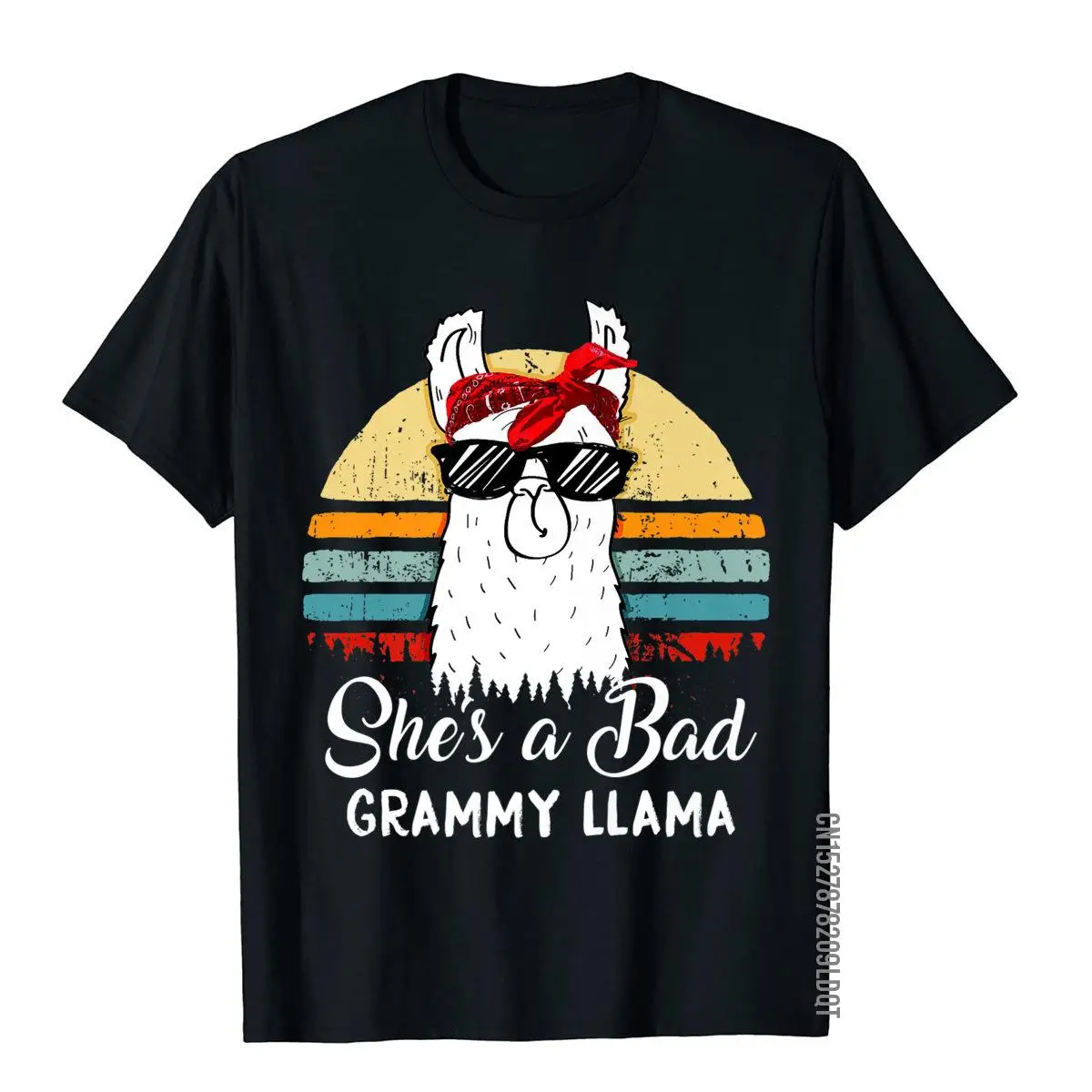 Funny Shirt She's a Bad Grammy Llama TShirt Mom Mama Grandma Premium T-Shirt__B10167black