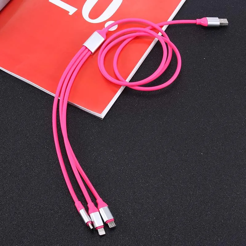 3 в 1 1,2 м USB кабель Micro usb type-C для Lightning кабели для зарядки iPhone samsung Xiaomi SUB