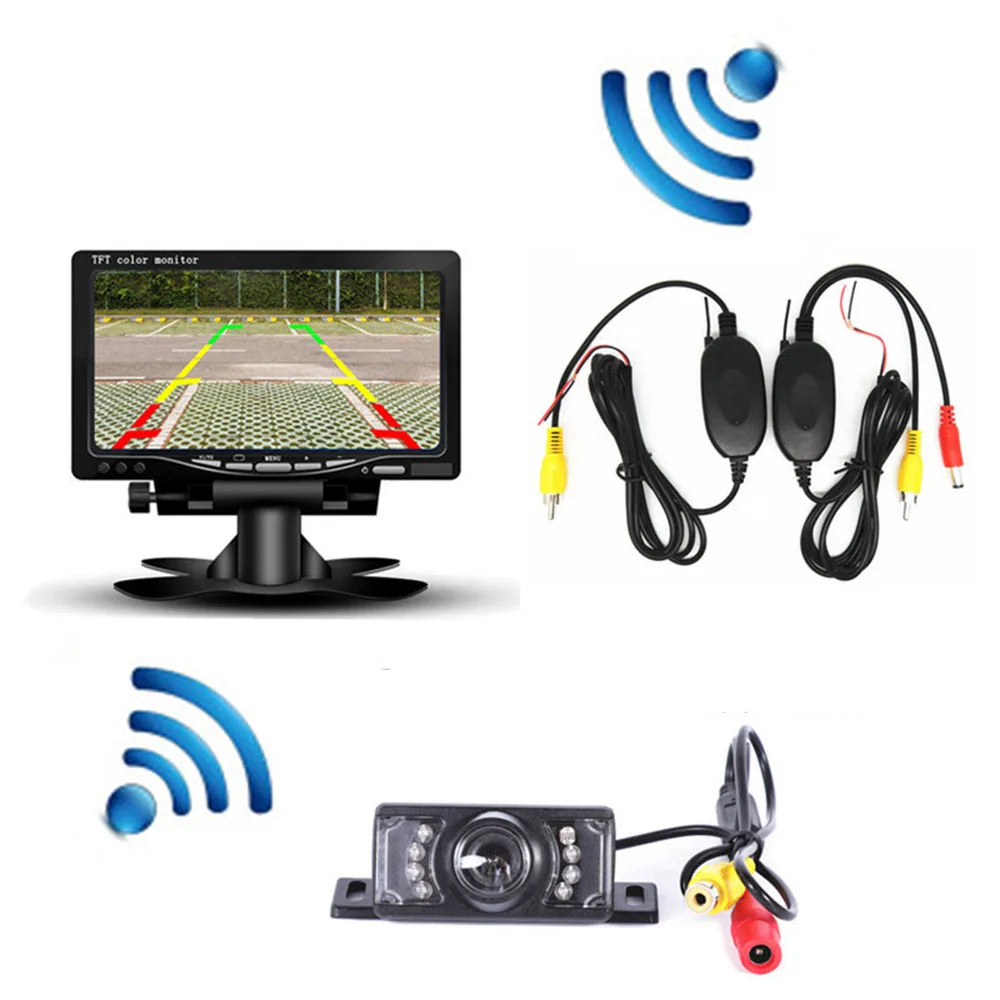 

7" Wireless Car Rear View Reverse HD Camera TFT LCD Rearview Parking Monitor Waterproof Night Vision Infrared Backup Camera