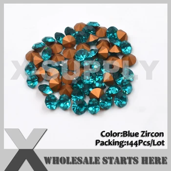 

SS38(8mm) Blue Zircon Loose Rhinestone,Pointed Sharp Back,Used for Single Metal Setting,Cup Chain Decorations,144pcs/lot