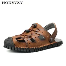 HOKSZVY Для Мужчин's обувь Cave с покрытой кожи сандалии новая английская бездельников обувь Летние тапочки гнездо Для мужчин обувь CLK-0912