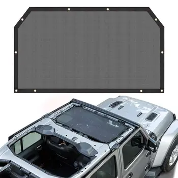 

for Jeep Wrangler JL Mesh Shade Top Cover UV Protection Sunshade Net Roofs 2-Door & 4-Door Models (Black)