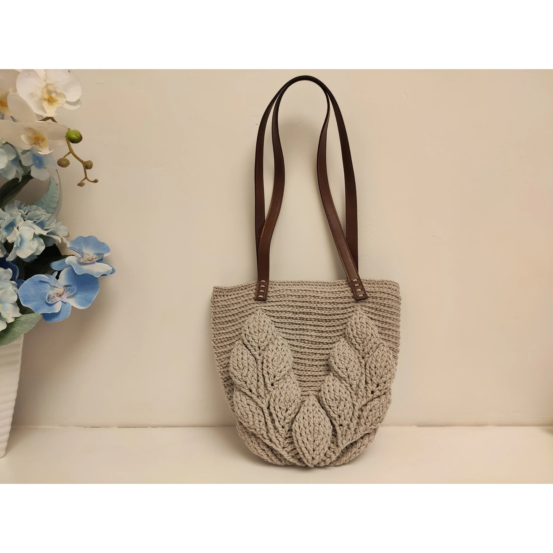 

Mink 3D Leaf Bag Shoulder Bag Mesh Bag TREND Handbag - Knitting - Handmade - Shoulder Bag