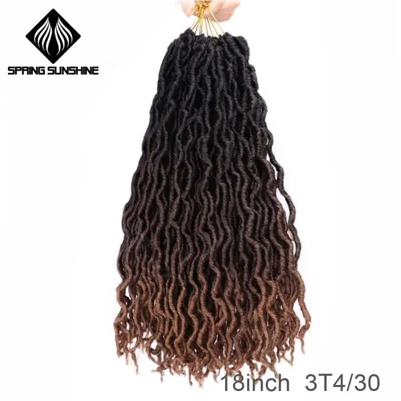 Весна солнце 12 18 дюймов Nu Locs Ombre Faux Locs Curly плетение волос Синтетические крючком косы волос - Цвет: 4/30HL