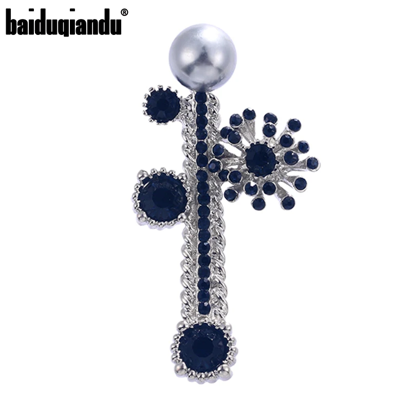 Flower Brooch Blue Silver Crystal Blue Flower Brooch Blue Brooch