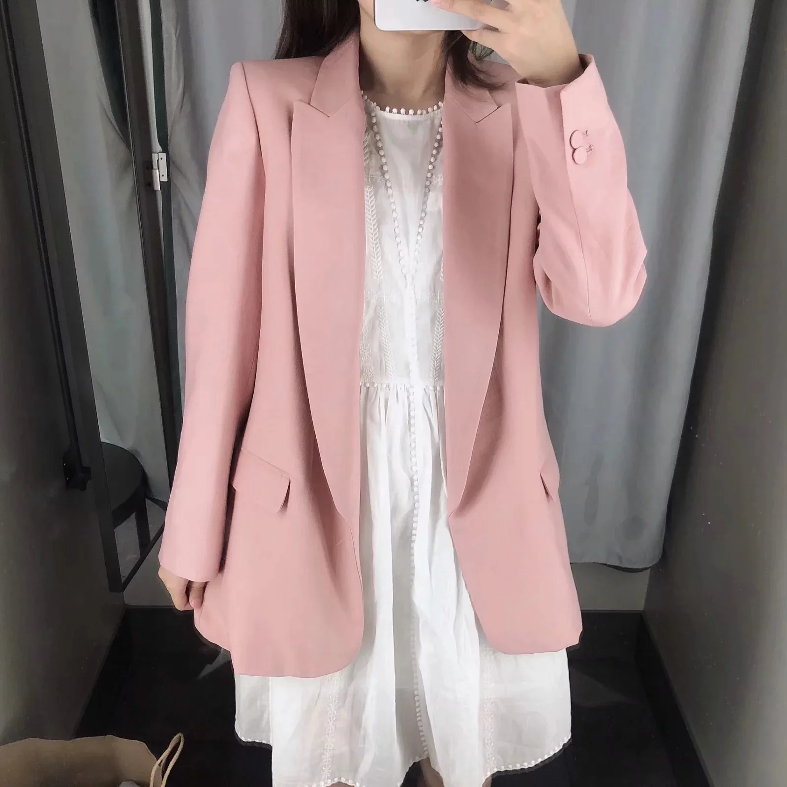 

2019 Autumn New Style WOMEN'S Dress Ol Commuting Suit Coat Korean-style CHIC Loose-Fit Versatile Pocket Ornaments Small Suit