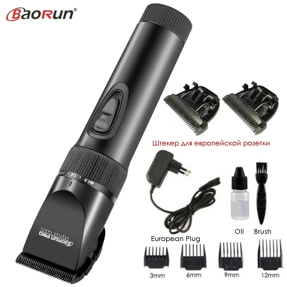 Black Add 2pcs Blade Лидер продаж, профессиональная электрическая машинка для стрижки волос, титановое лезвие, Литиевый ПЕРЕЗАРЯЖАЕМЫЙ триммер для волос, бритва для бороды, машинка для стрижки волос - Цвет: Black Add 2pcs Blade