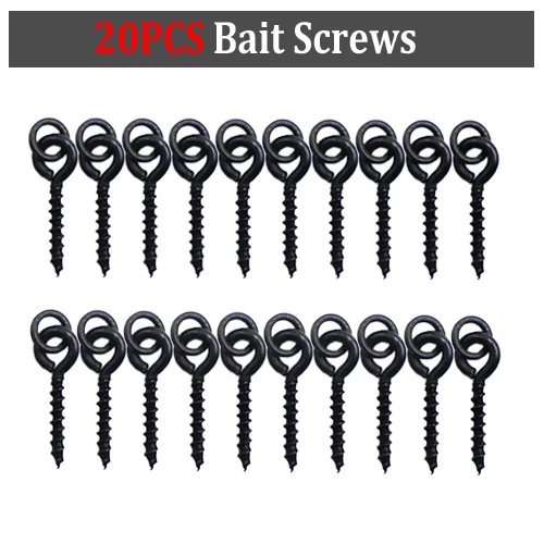 20PCS Bait Screws 20 шт. карповый комплект рыболовных принадлежностей шуруп для приманки с кольцом D Rig Line Aligner Резиновый рукав для Карповой рыболовной снасти - Цвет: 20PCS Bait Screws