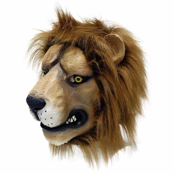 

halloween Party Mask Lion King Latex Animal Mask Horror Rave Purge Costume Cosplay Realistic Airsoft Dress