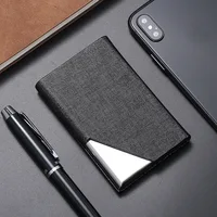 Portefeuille de luxe en cuir PU, porte-carte de crédit pour femmes et hommes, marque de mode, étui en métal et aluminium 1