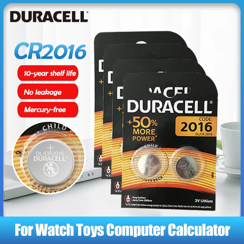 8 Uds Original Duracell CR2016 CR 2016 DL2016 ECR2016 GPCR2016 3V batería de litio para juguetes reloj batería de botón de Control remoto