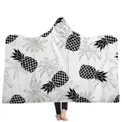 Тропическое растение с капюшоном одеяло ананас напечатаны для взрослых Дети мягкое Флисовое одеяло носимые пледы одеяло для дома