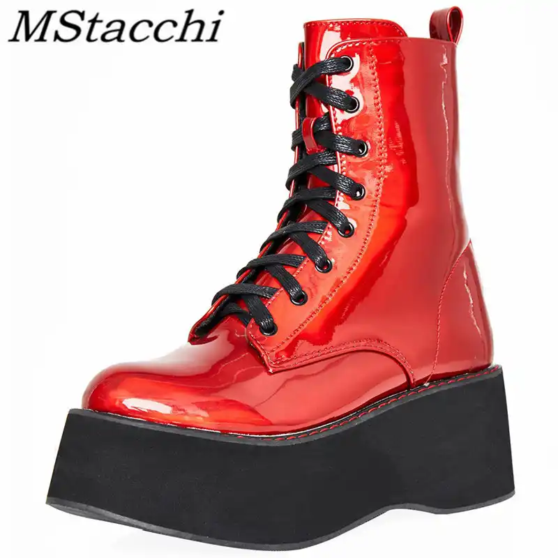 red bottom lace boots