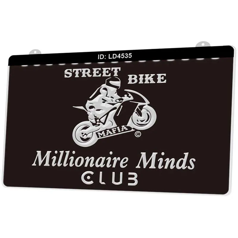 LD4535 уличный велосипед Mafia Millionaire Minds Club новый 3D гравировальный светодиодный