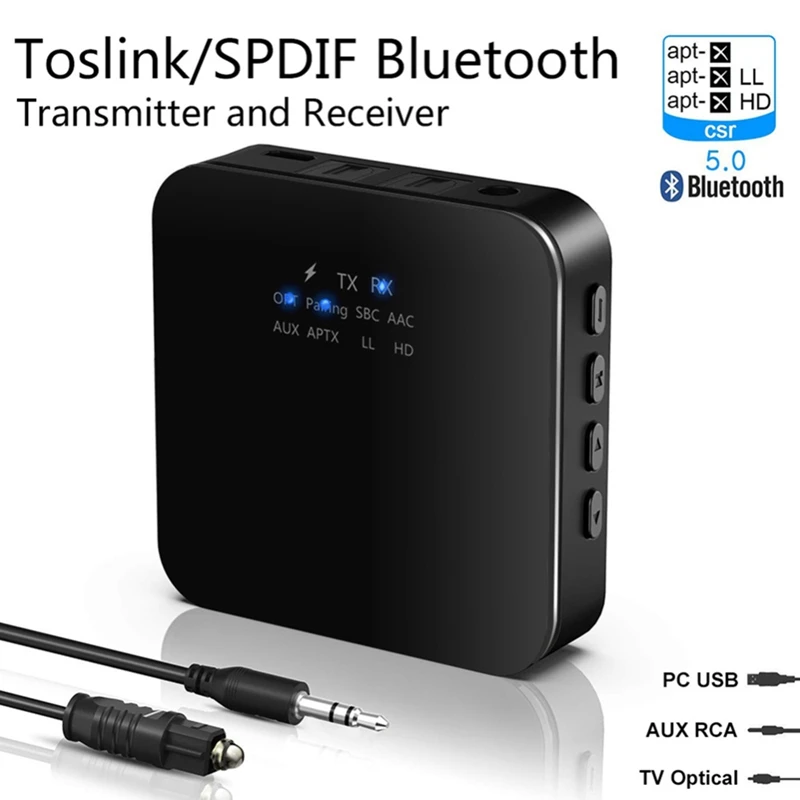  Bluetooth 5.0 Audio Trasmettitore Ricevitore Senza Fili di Musica Adattatore Bt Aptx Ll Hd Rca/Spdi