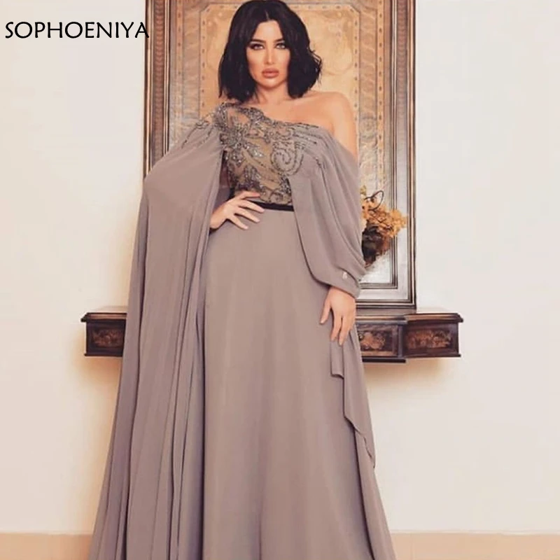 

New Arrival Spandex One shoulder Long sleeve evening dresses 2023 Vestidos fiesta elegant dress Women party night Evening gown
