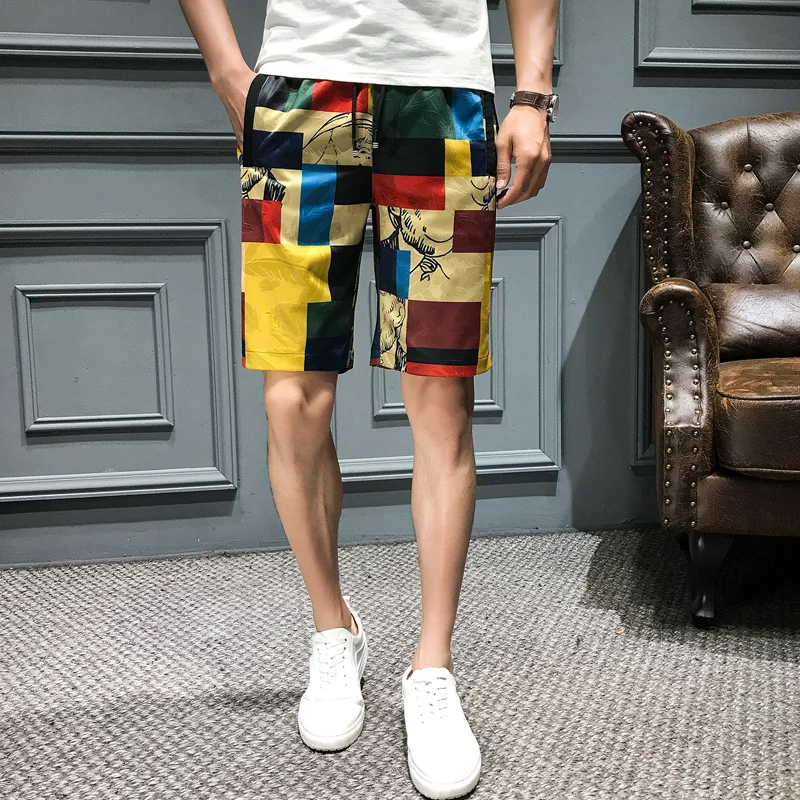Уличная клетчатая одежда; Korte Hombre; Korte Masculino Nieuwe Mode; шорты; повседневные облегающие шорты с петухом; Zomer Kleding 5XL-M