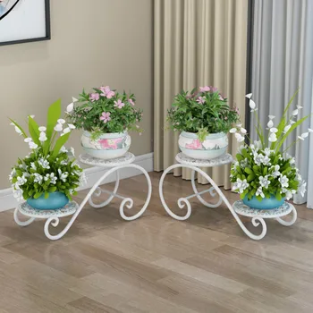 

596 Iron flower shelf rack floor type home multi-storey indoor simple flower pot rack living room balcony flower shelf