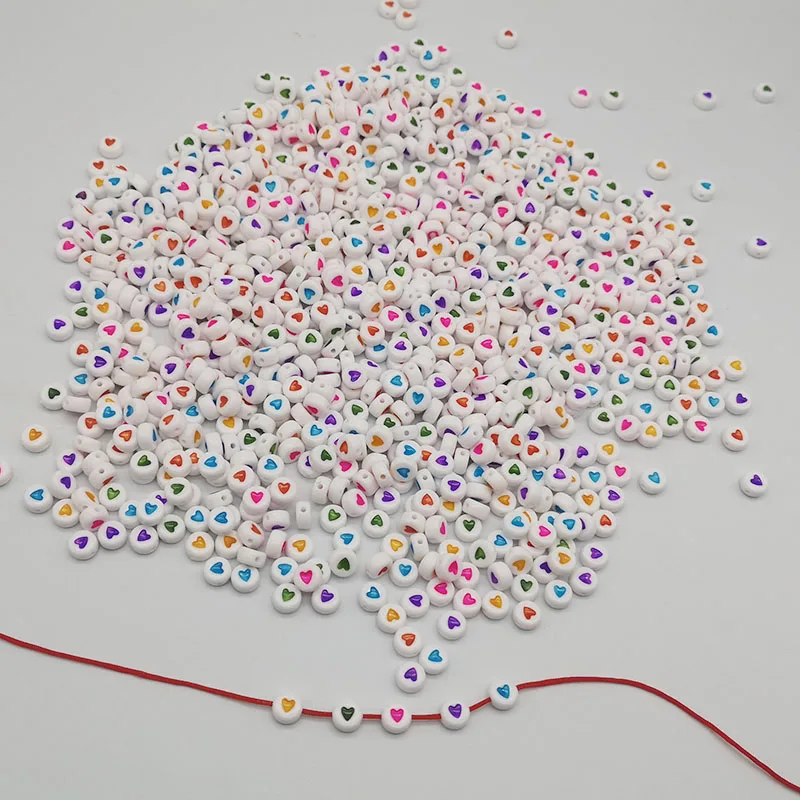 

100Pcs/lot Heart Beads Plastick Beads White Colorful Acrylic Beads For DIY Bracelet Necklace Accessories