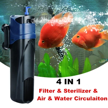 

5/8W 4 in 1 Aquarium UV Sterilizer Filter Pump Fish Tank UV Internal Filter Aeration Water Circulation Pump