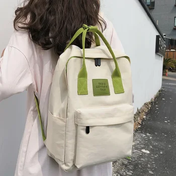 

Nylon fabric women white backpack teenage girl Applique waterproof backpack school female Student book bag fashion casual ladies