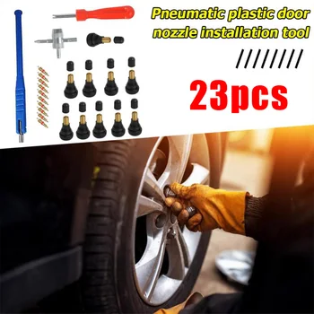 

23pcs/set Valve Core+Valve Stem+Core Remover+Stem Puller+4 Way Tire Repair Tool Durable And Practical To Use
