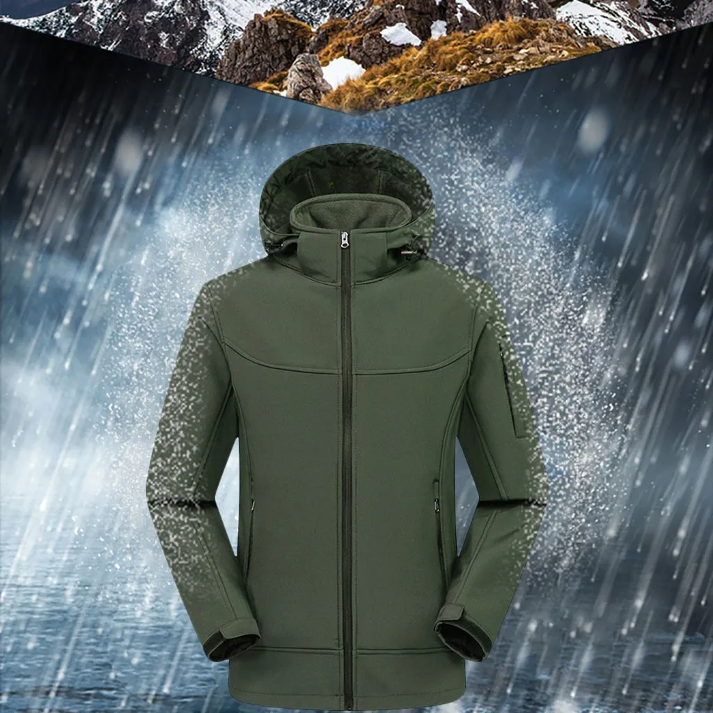 Модная ветровка с капюшоном, водонепроницаемая куртка для походов, кемпинга, улицы, дождевик, зимняя куртка, Мужская Флисовая Куртка, Corta Vento