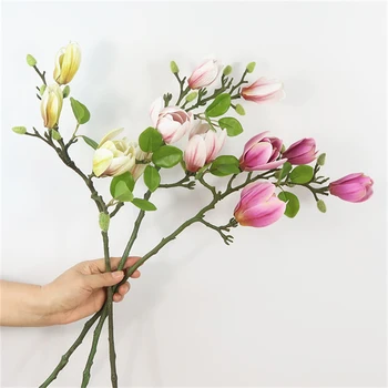 

Luxury Artificial Magnolia Flower branch for home Wedding hotel Decoration fake Flowers garden decor flores