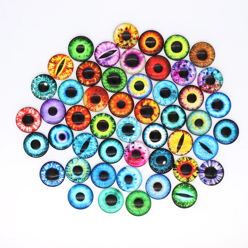 Doll Eyes 20 Pcs Glass Eyes For DIY Sewing Dolls Crafts Accessories Cat Eye Dragon Dinosaur Eye Round Cabochon