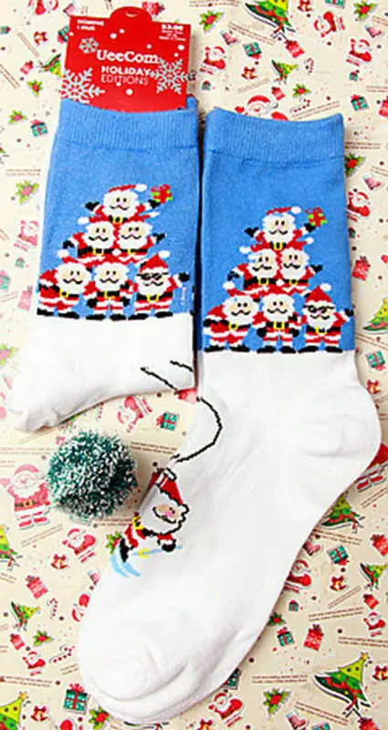 Много вариантов, теплые носки из чистого хлопка, унисекс, для мужчин и женщин, рождественские носки, Санта Клаус, подарок на Рождество, пара забавных носков - Цвет: 08