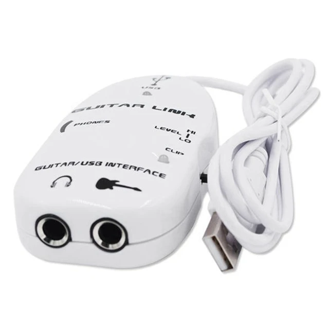 Guitar Link USB Guitar Audio Effector Guitar Sound Card Effector Computer Cable Guitar Connection Guitar White