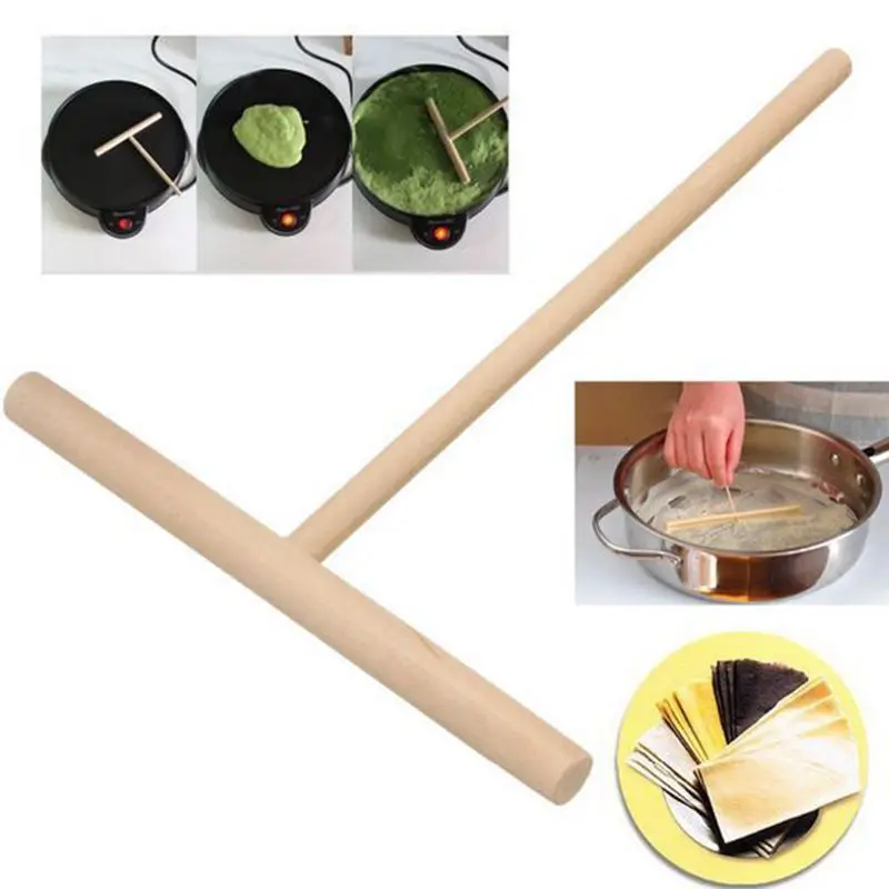 

1 pcs Kitchen DIY Tool Wooden T Letter Kitchen Accessories Tool Stick Pancake Maker Egg Cooker Pan Flip Nonstick